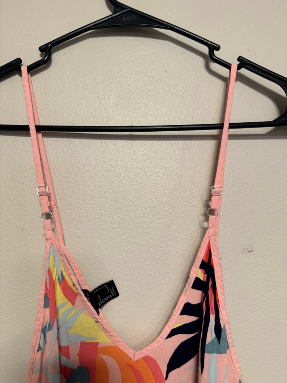 Pink Tropical Print Spaghetti Strap Swim Cover Dress - Picture 4 of 7
